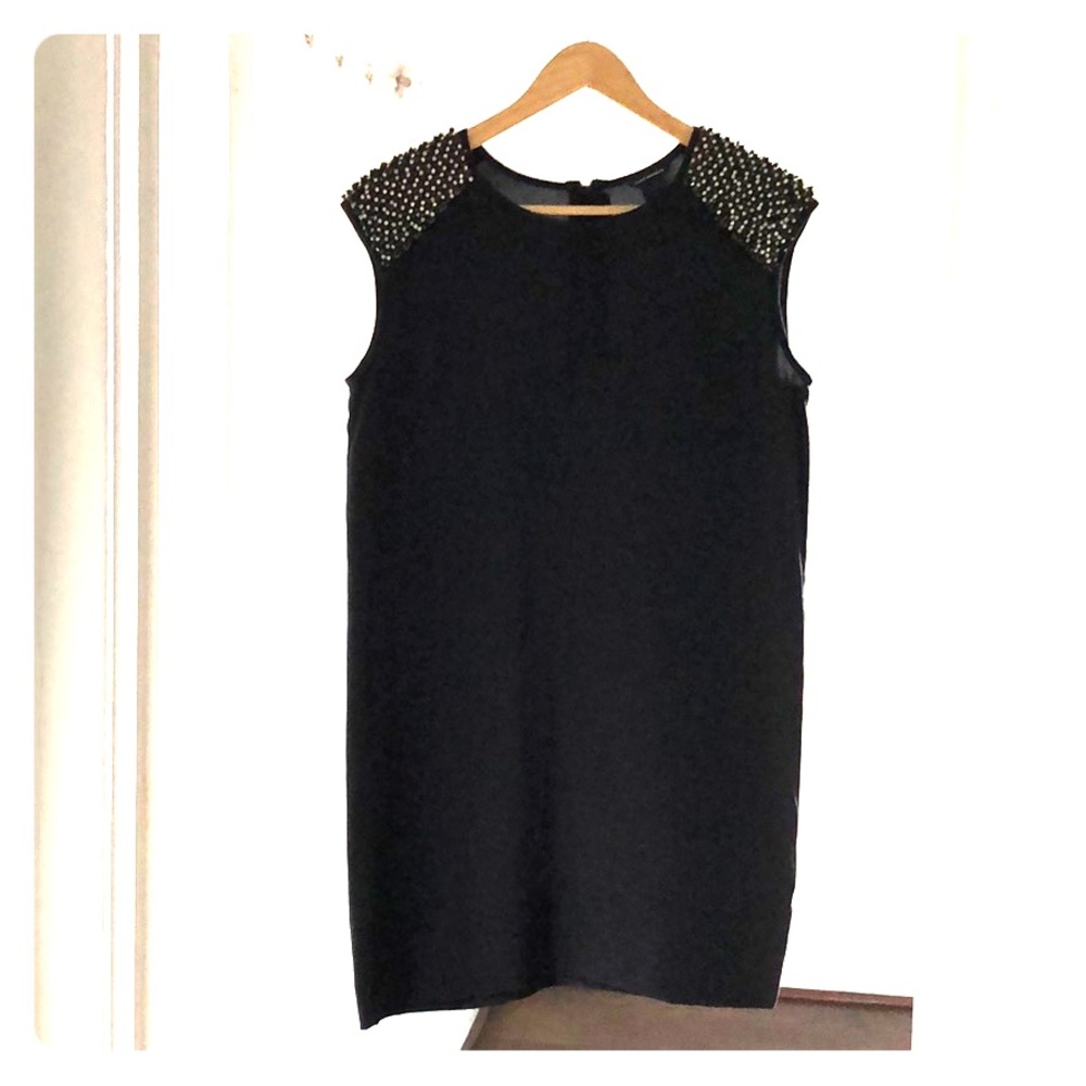 Club Monaco Silk Studded Shoulder Cocktail Dress